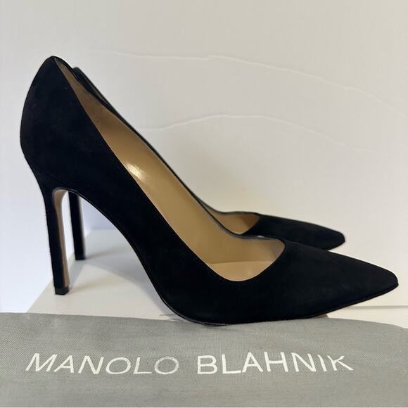 Manolo Blahnik BB 105mm Suede Pumps Black size IT 38 Heels Italy Classic Luxury - Picture 5 of 9